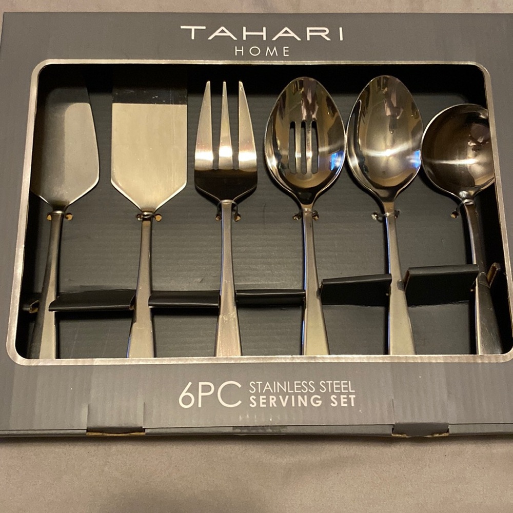 TAHARI Serving Set 6 Piece Stainless Steel Serving Set TAHARI Home